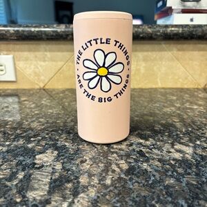 Life is Good - Pink Tumbler with Daisy Design- 12oz slim cans
